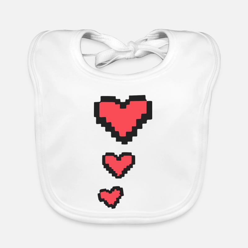 Indicateur de vie 3 Pixels Hearts Retro Gamer 8-Bits Bavoir bio Bébé