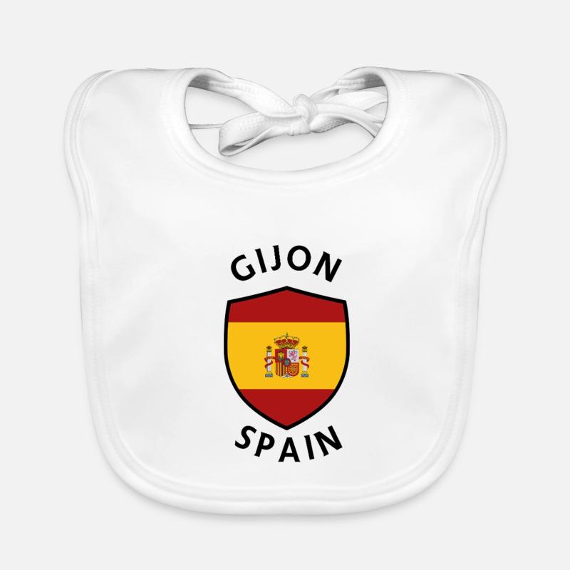 Bouclier d’Espagne de Gijón avec drapeau Bavoir bio Bébé
