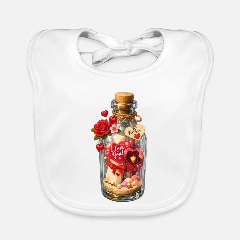 Message dans une bouteille Enchantement de la Saint-Valentin Bavoir bio Bébé