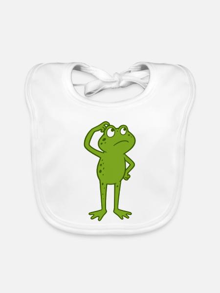 Frosch grübelt lustig - Baby Bio-Lätzchen - Weiß