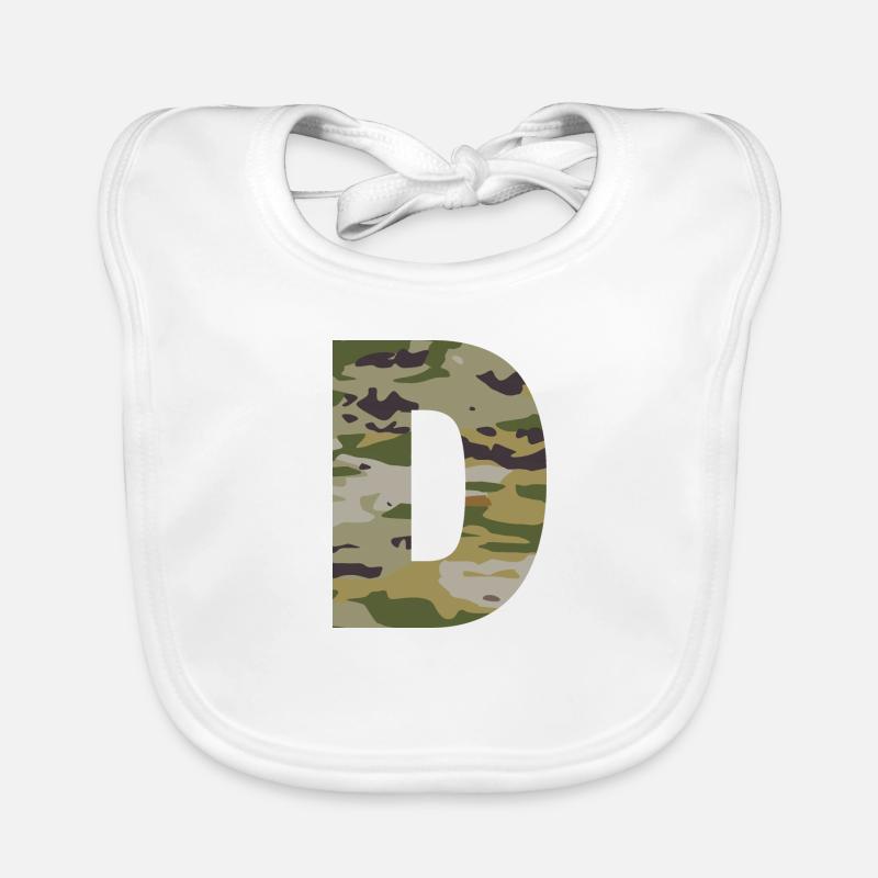 Camouflage letter D Organic Baby Bibs