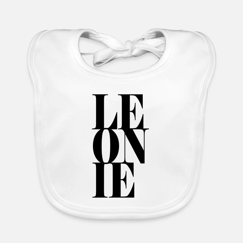 Leonie Surname First name Modern font Word Art Organic Baby Bibs