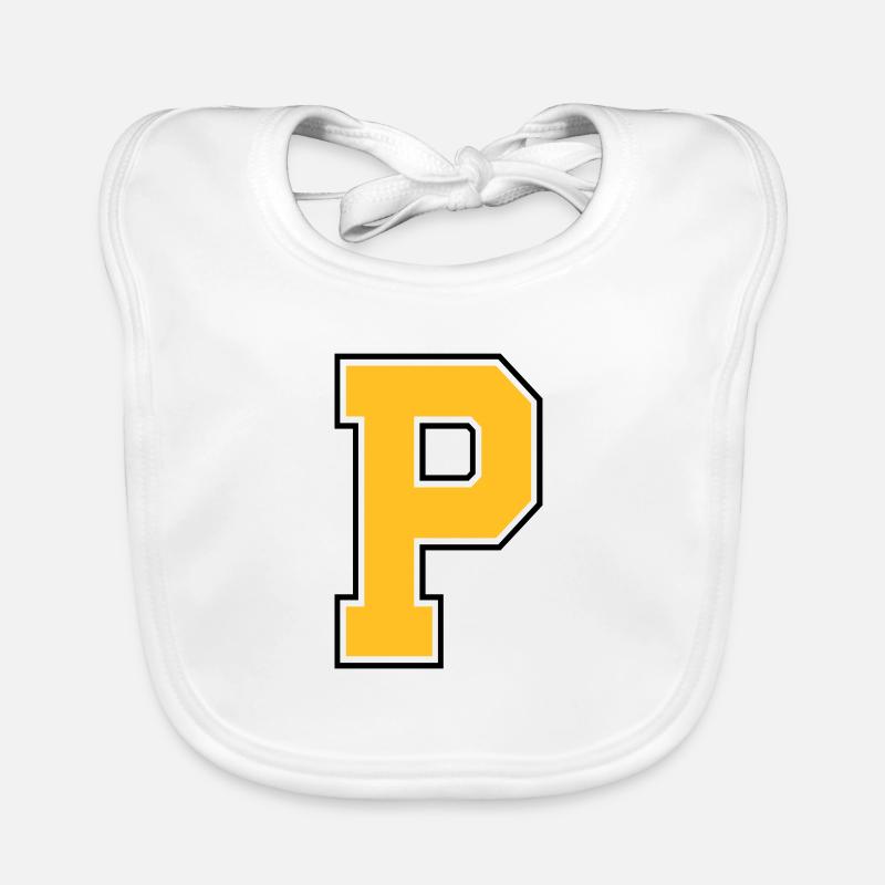 Buchstabe P - Letter P - Baby Bio-Lätzchen - Weiß