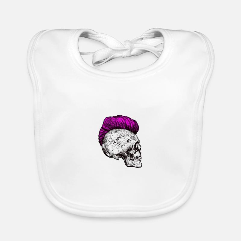 Punk Rock Iro-Skull, pink Baby Bio-Lätzchen