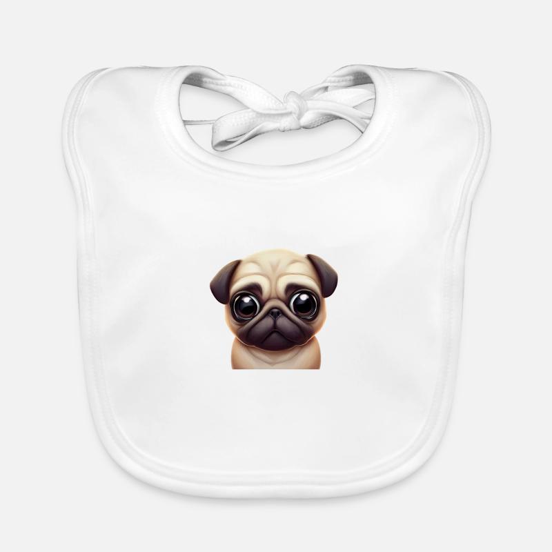 Adorable Pug Art Organic Baby Bibs