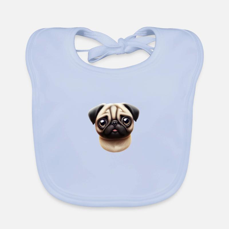 Pug Style Artwork Organic Baby Bibs