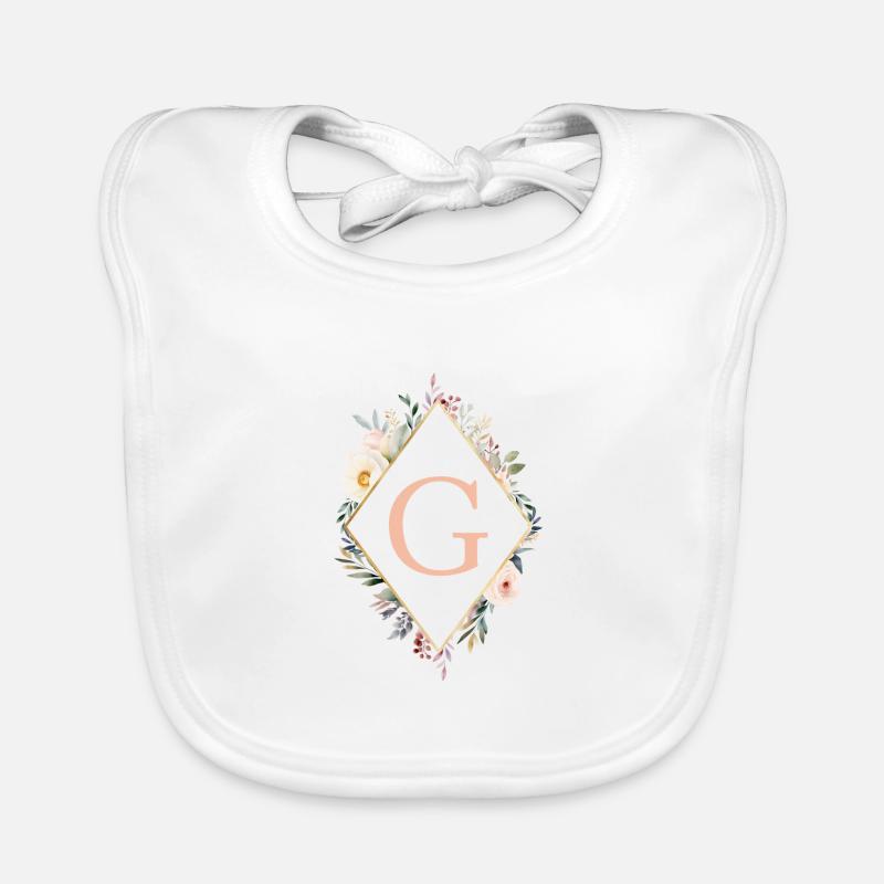 G Monogramm , Floral, Boho Baby Bio-Lätzchen