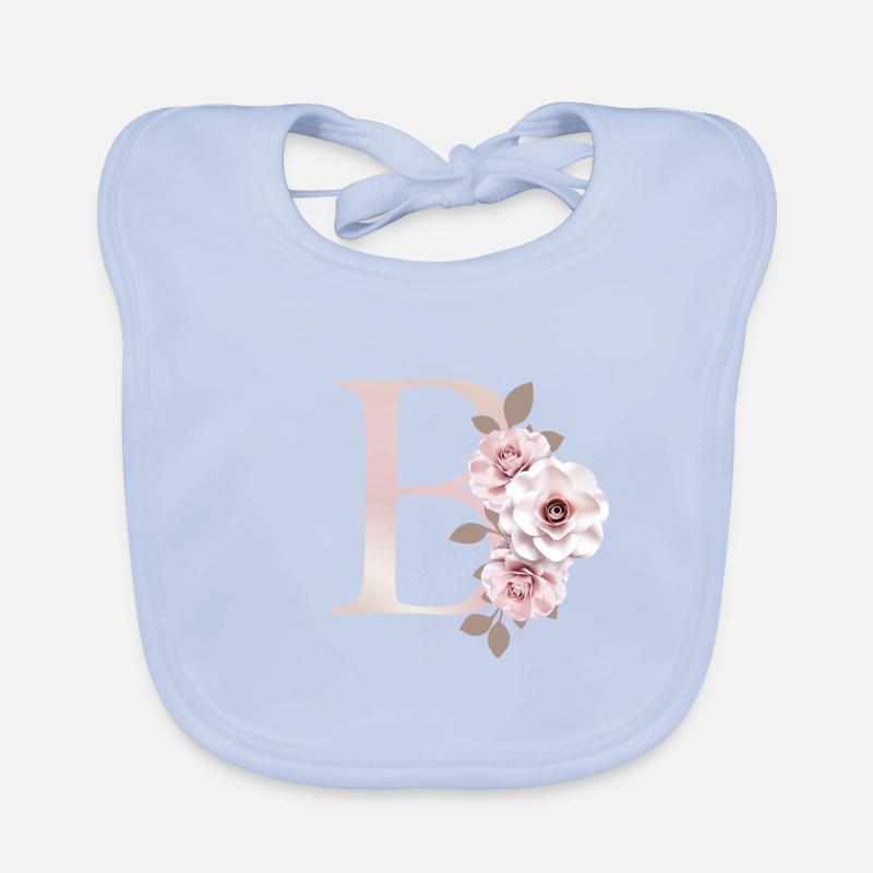 B Buchstabe mit Blumen 3D Baby Bio-Lätzchen