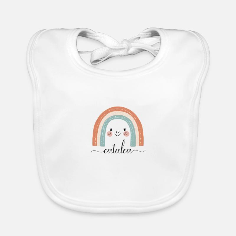 Catalea! Regenbogen Design, personalisierbar Baby Bio-Lätzchen