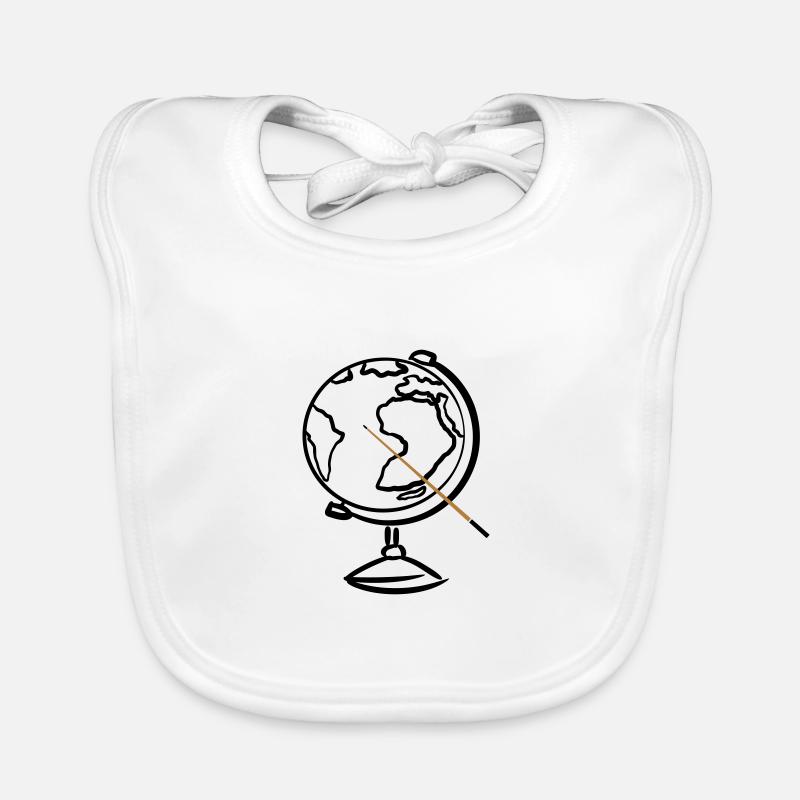 Globe terrestre avec pointeur. Géographie. Professeur de géographie Bavoir bio Bébé