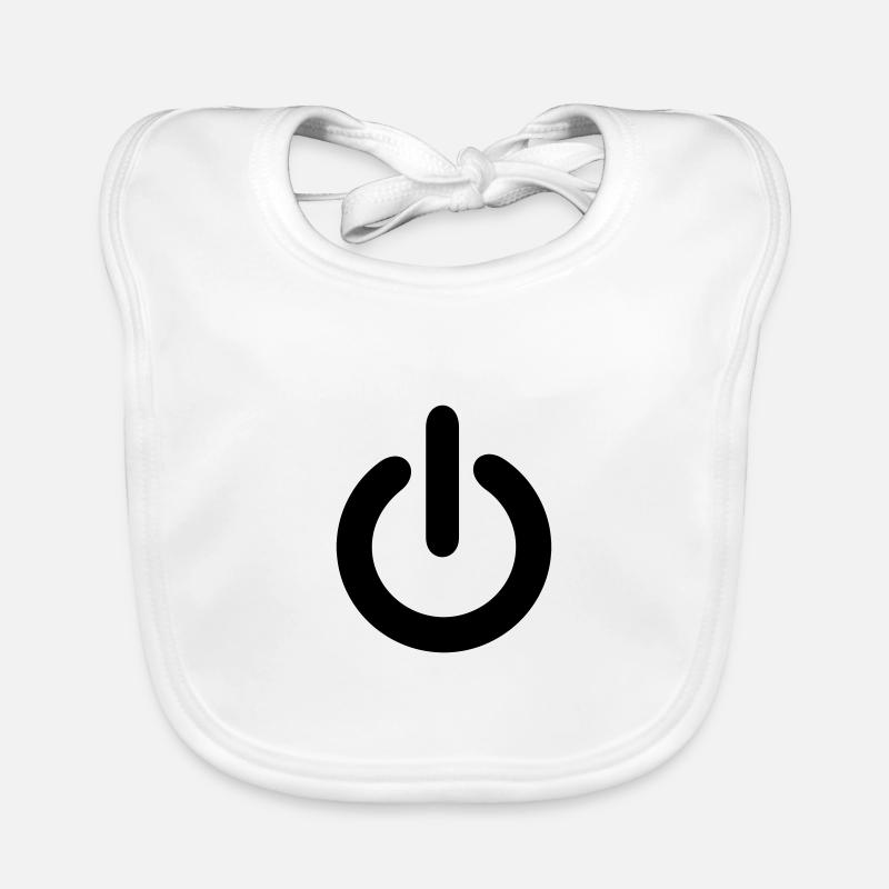 Power Switch Button Electric Technology Gift - Organic Baby Bibs - white