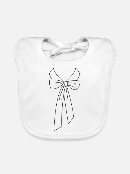 Shirt collar with bow - Organic Baby Bibs - white - Front