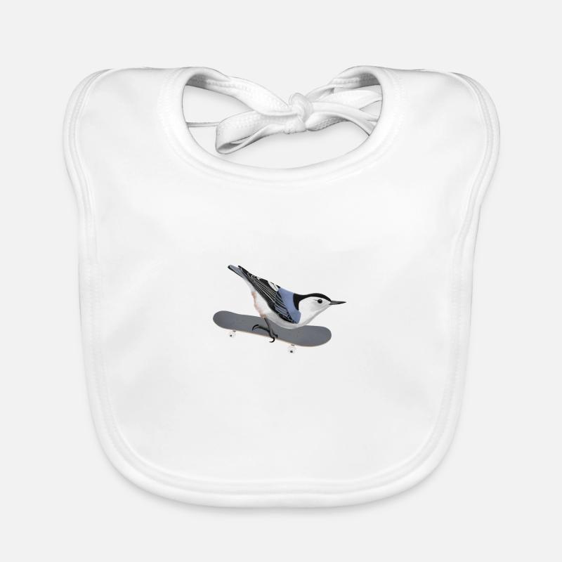Carolina Nuthatch Skateboard Bird Biologist Organic Baby Bibs