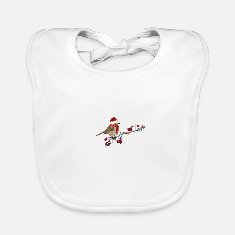 Rotkehlchen Vogel mit Lichterkette Gartenvogel Baby Bio-Lätzchen