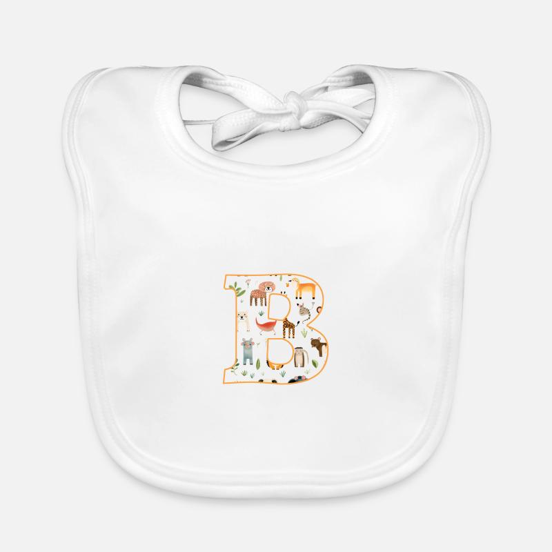 Buchstabe B, Monogramm, Tiermuster Baby Bio-Lätzchen