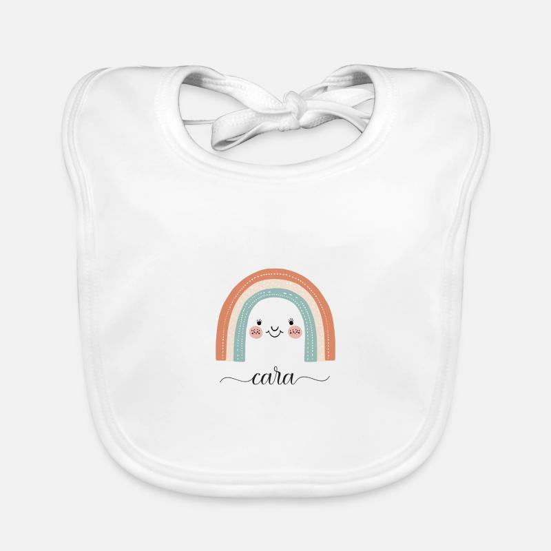 Cara! Regenbogen Design, personalisierbar Baby Bio-Lätzchen