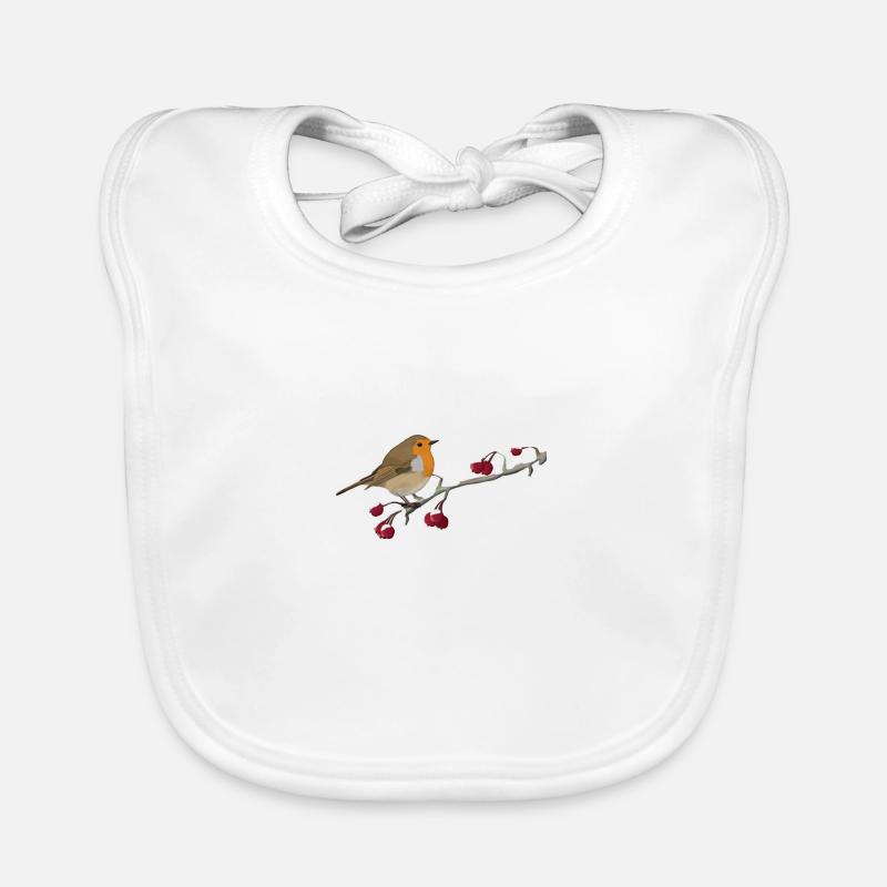 Rotkehlchen Vogel auf einem Ast Vogelbeobachter Baby Bio-Lätzchen