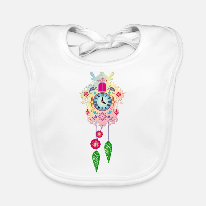 Colorful cuckoo clock Black Forest clock tradition Organic Baby Bibs