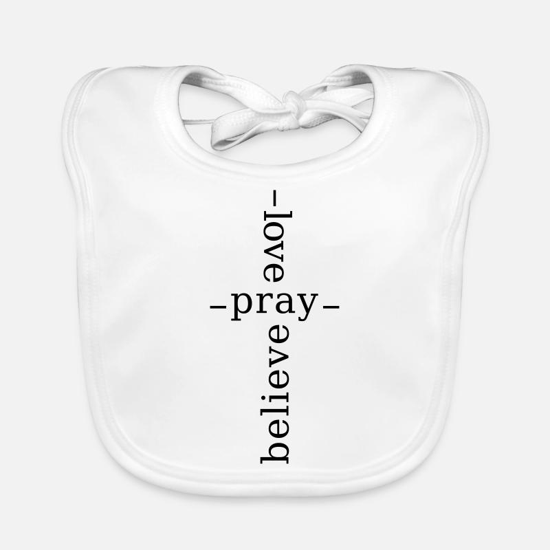 Amour Prier Foi Minimalisme Jésus Croix Bavoir bio Bébé