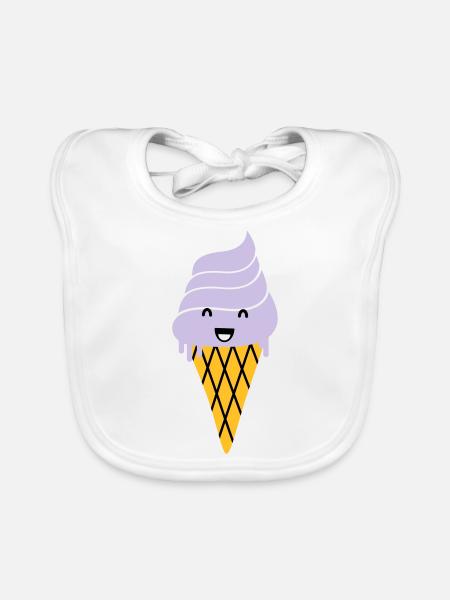 ice cream - Eis Waffel - Baby Bio-Lätzchen - Weiß - Vorne