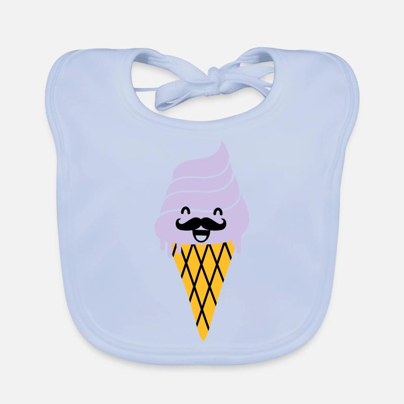 ice cream with moustache - Eis mit Bart Baby Bio-Lätzchen