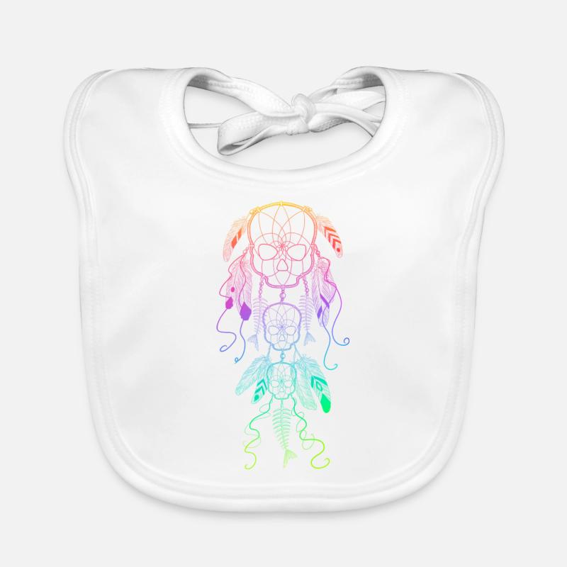 Regenbogen Traumfänger mit Skelettschädeln Baby Bio-Lätzchen
