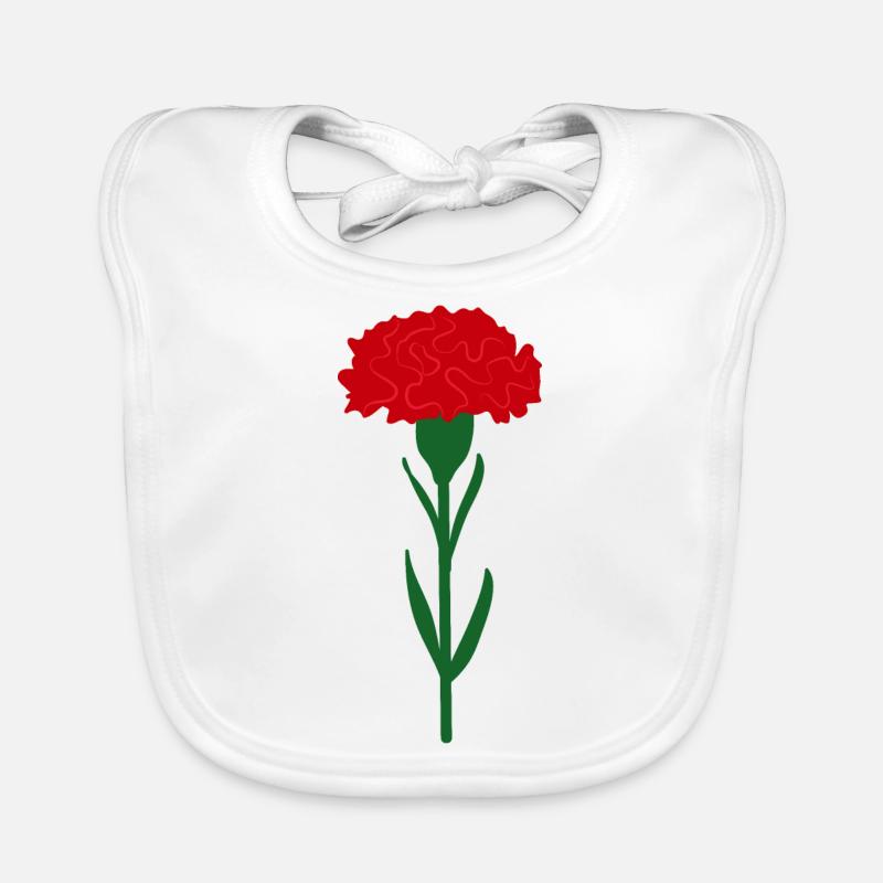 Single bright red carnation flower Organic Baby Bibs