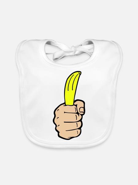 Banane à la main - Bavoir bio Bébé - blanc - Devant