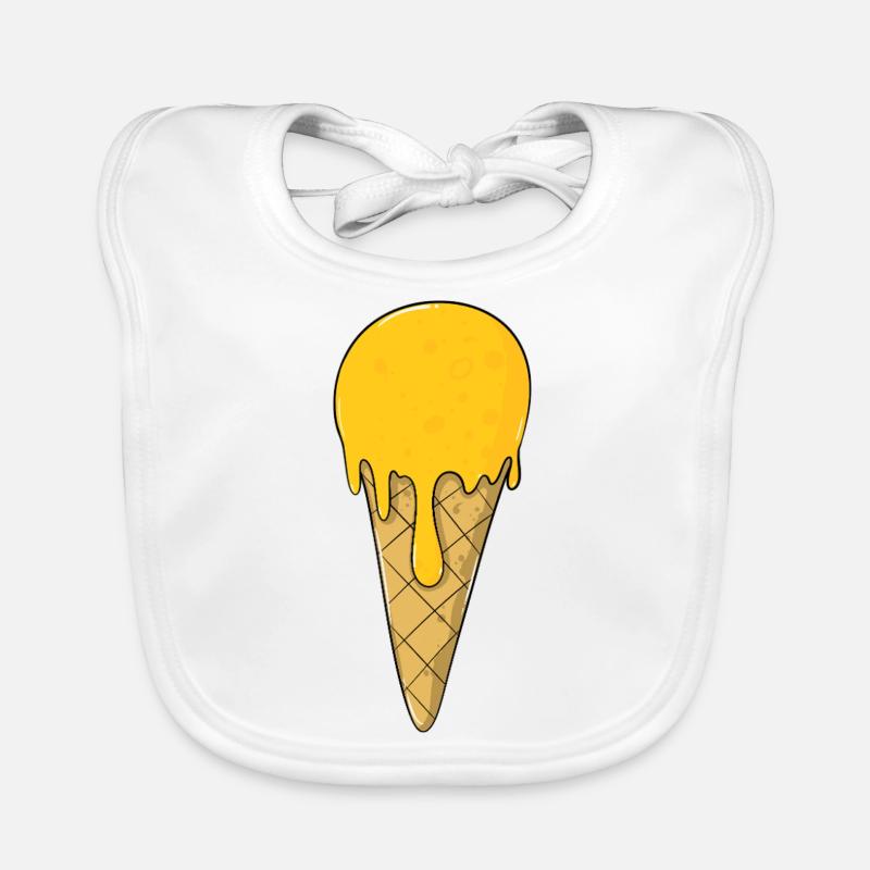 Crème glacée | Glace Jaune Orange | Glaces - Bavoir bio Bébé - blanc