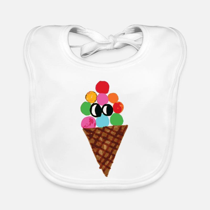 Pop Art coloré en cornet de glace - Bavoir bio Bébé - blanc