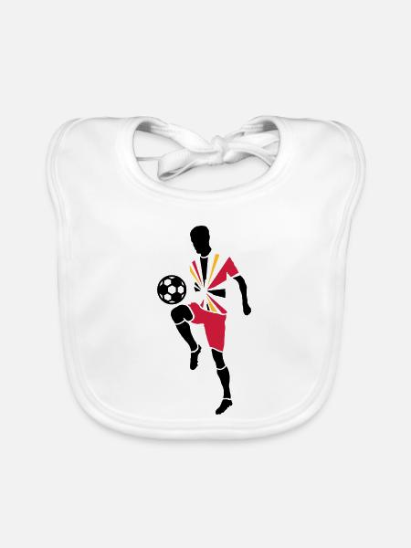 Joueur de foot avec ballon de foot - Bavoir bio Bébé - blanc - Devant
