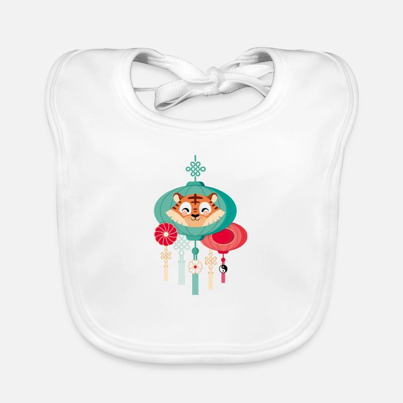 Tiger with lanterns Organic Baby Bibs