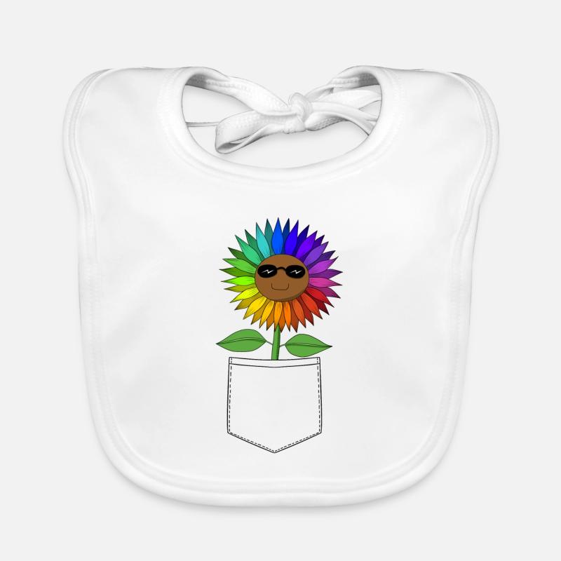 Sommenblume in der Tasche - Baby Bio-Lätzchen - Weiß