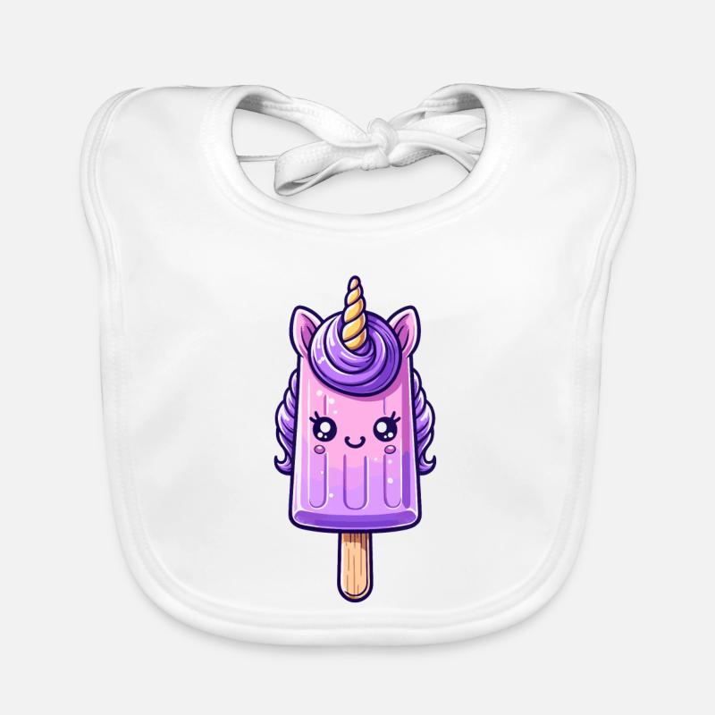 Une glace sur bâtonnet en forme de licorne violette Bavoir bio Bébé