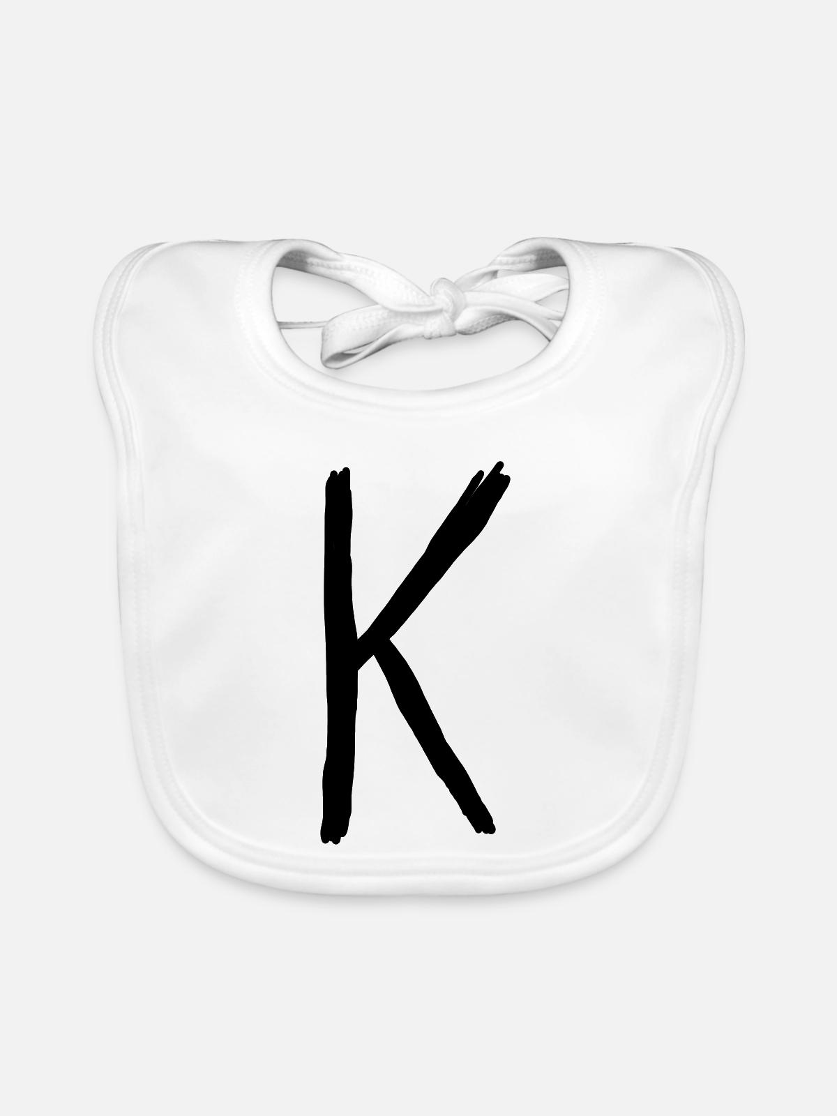 Buchstaben K - Baby Bio-Lätzchen - Weiß - Vorne