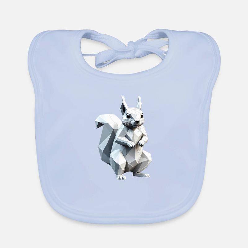 Squirrel - Cute Low Polygon Design Organic Baby Bibs