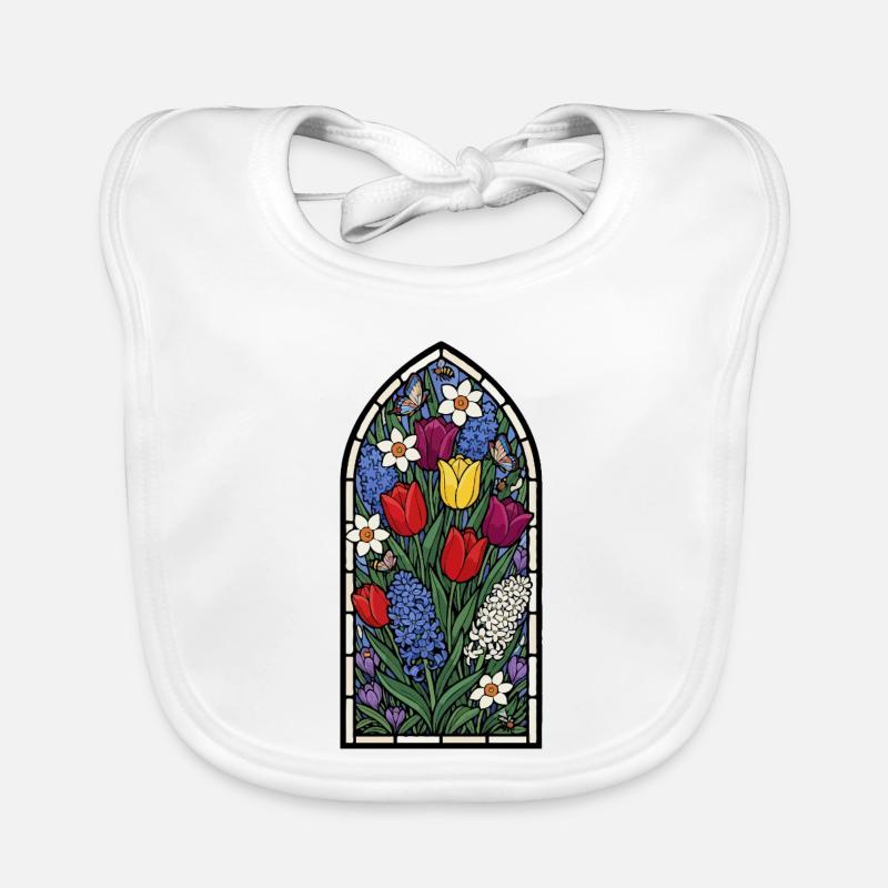 Tulip, Daffodil, Hyacinth stained glass Organic Baby Bibs
