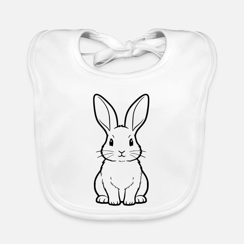 Cute Bunny Sitting Outline Coloring Page Organic Baby Bibs