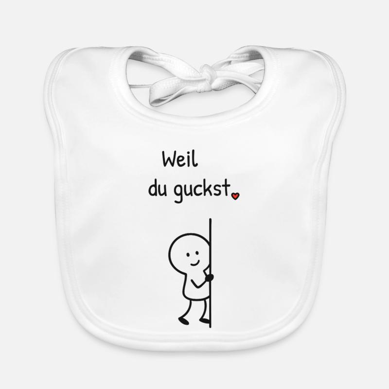 Weil du guckst. – Strichfiguren-Design mit Herz Baby Bio-Lätzchen
