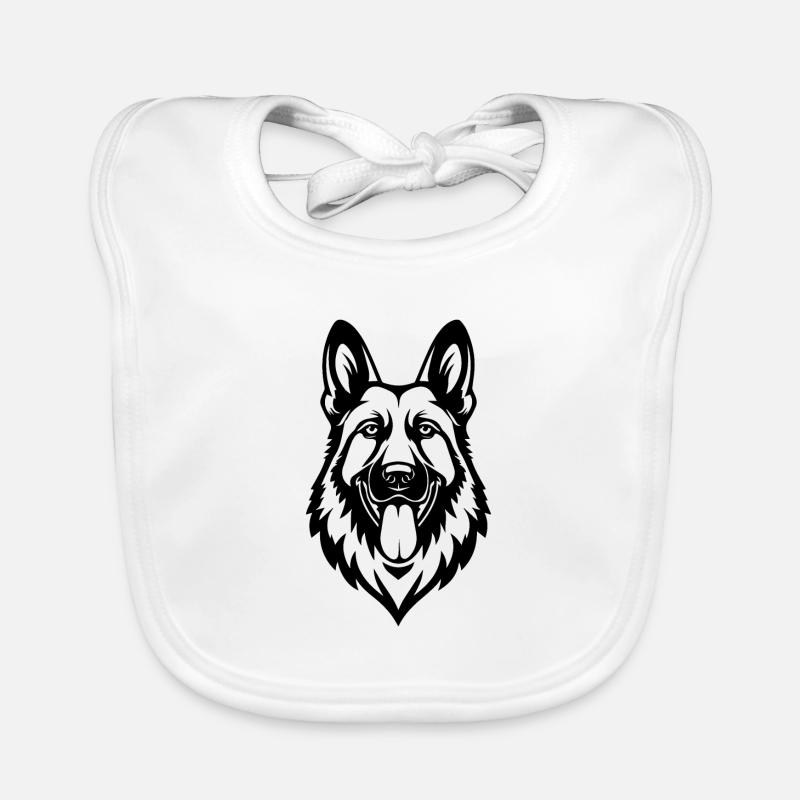 German Shepherd Dog Dog Head Organic Baby Bibs