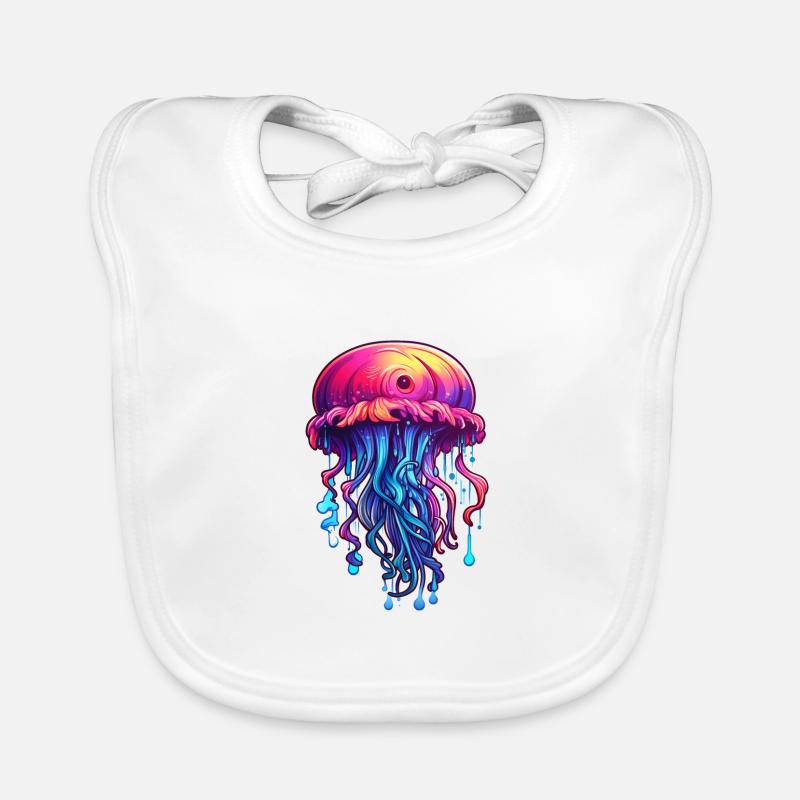 Pink Blue Graffiti Jellyfish Artwork Organic Baby Bibs