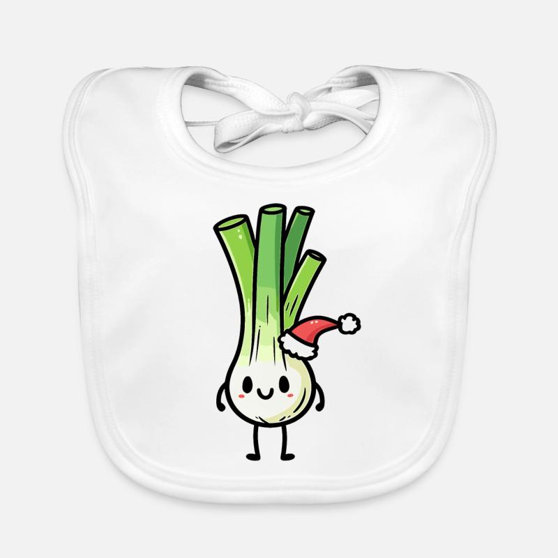 Kawaii Lauch mit Weihnachtsmütze Baby Bio-Lätzchen