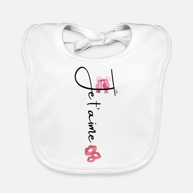 Je t'aime oiseau Saint Valentin - Bavoir bio Bébé - blanc