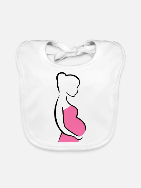 Schwangere Silhouette - Baby Bio-Lätzchen - Weiß - Vorne