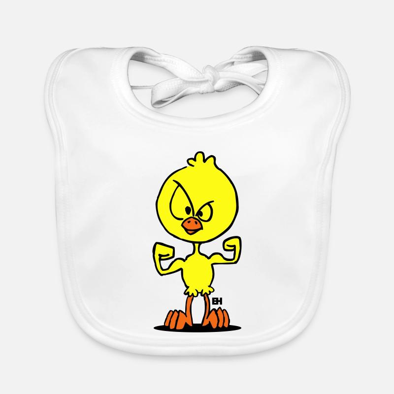 Defiant Duck Cartoon Illustration Organic Baby Bibs