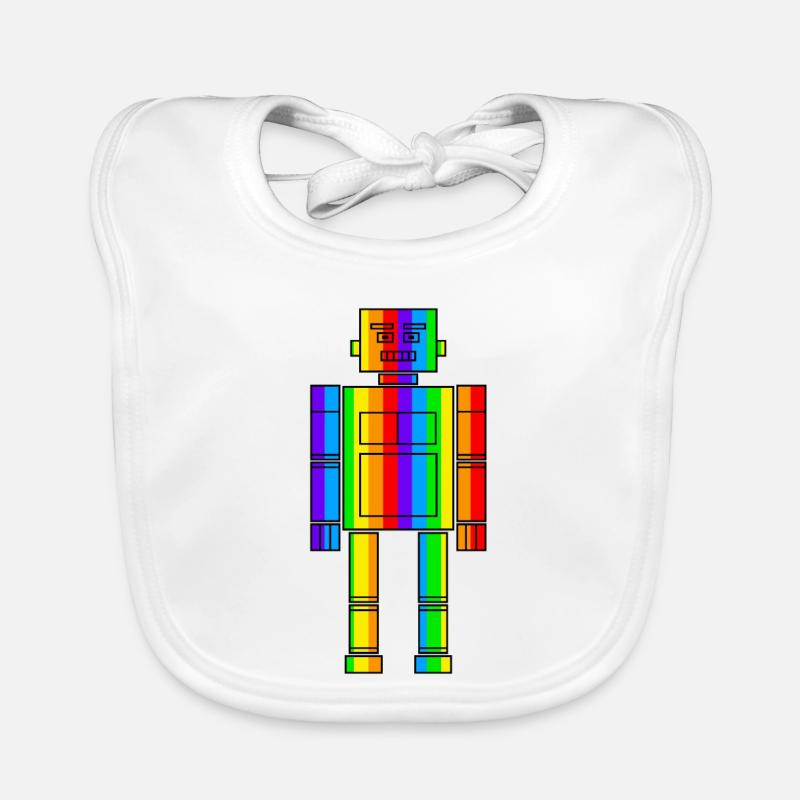 Rainbow Robot Organic Baby Bibs