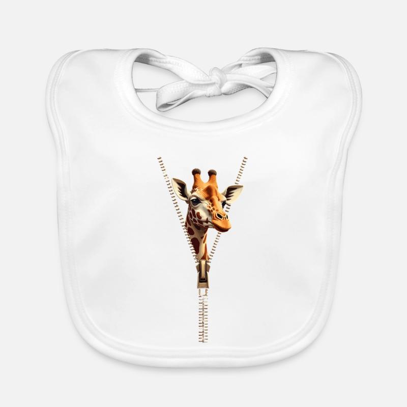 Stylized Giraffe with Zipper Organic Baby Bibs
