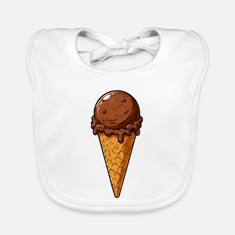 Une cuillère de glace au chocolat Bavoir bio Bébé