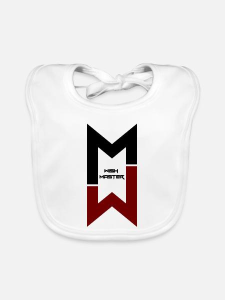 "Wish Master" modernes Monogramm-Logo-Design - Baby Bio-Lätzchen - Weiß - Vorne
