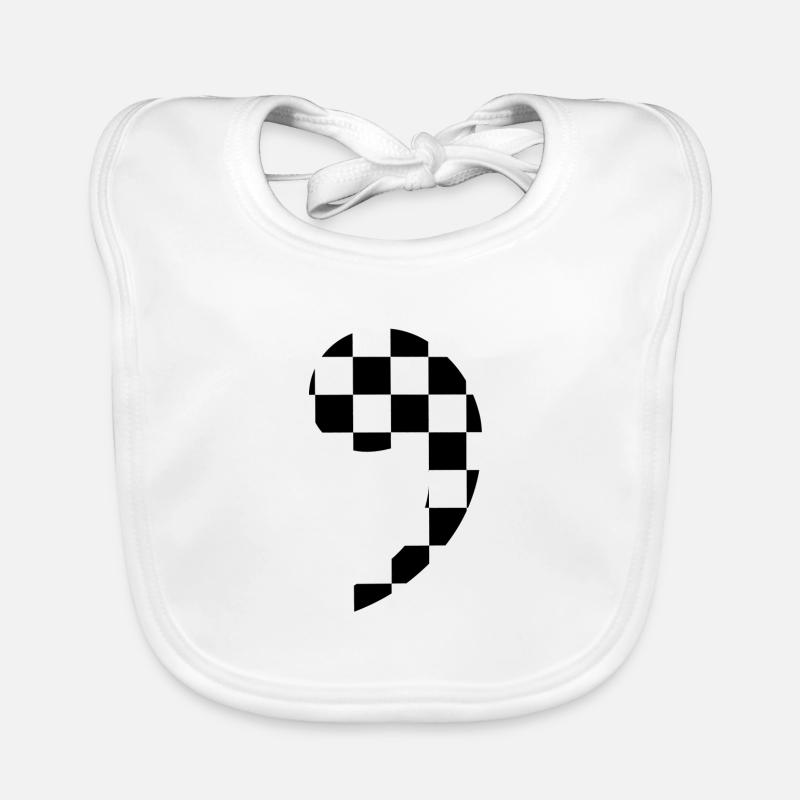 trendy checkered comma gift idea punctuation Organic Baby Bibs